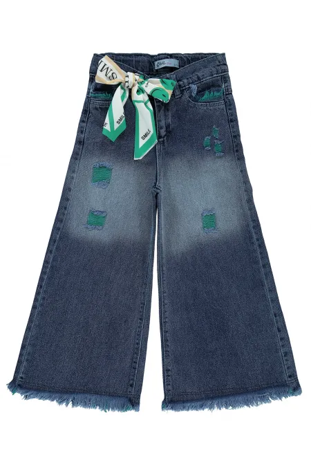 Pantalon bleu foncé pour fille de 10 à 13 ans - Emballage