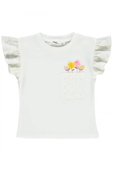 Kız Çocuk Tişört 2-5 Yaş Ekru - Paket