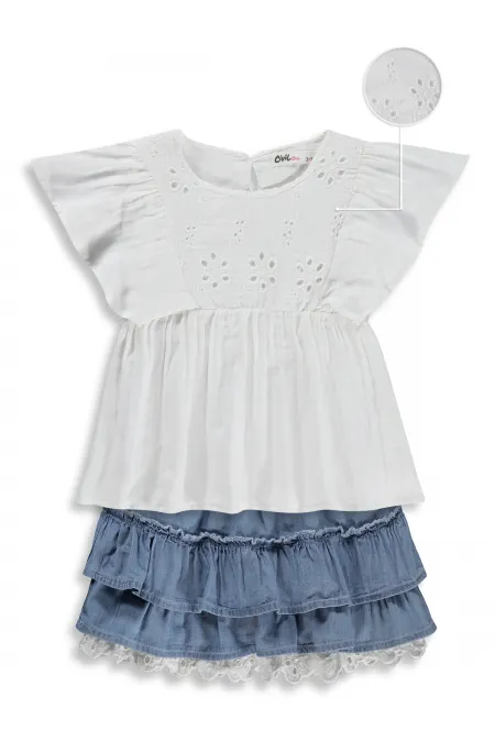 Kız Çocuk Takım 2-5 Yaş Kırık Beyaz - Paket