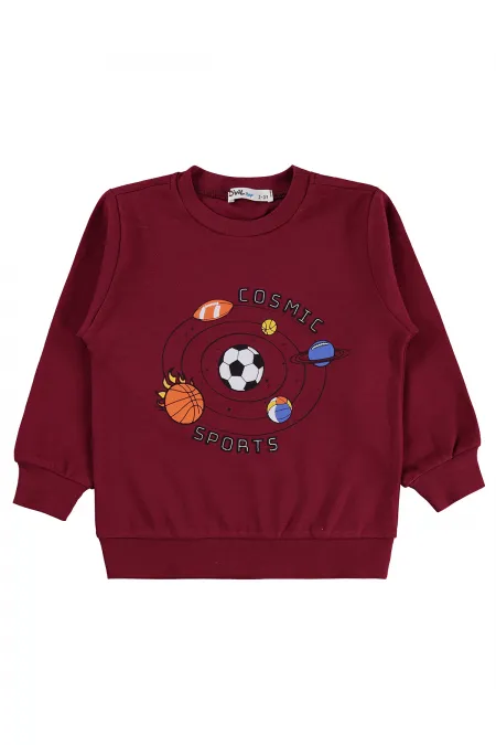 Erkek Çocuk Sweatshirt Km 2-5 Yaş Bordo - Paket
