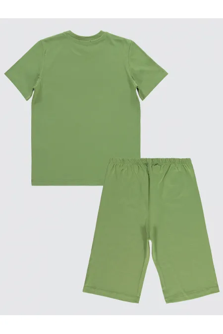 Erkek Çocuk Pijama Takımı 10-13 Yaş Açık Haki - Paket