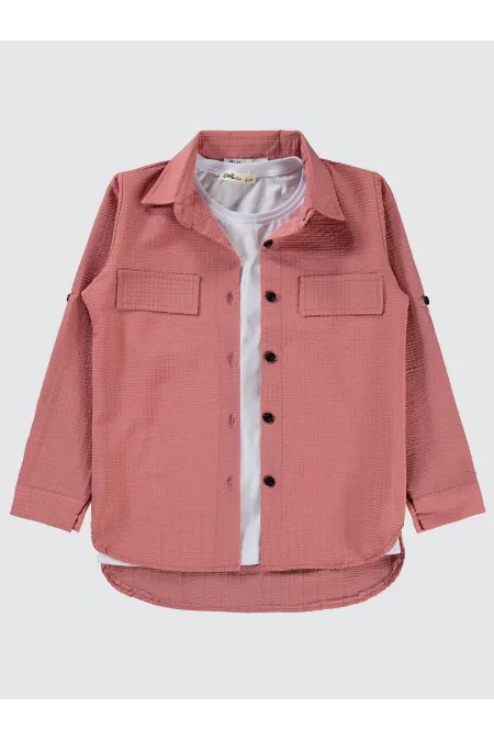 Kız Çocuk Gömlek 10-13 Yaş Gül Kurusu - Paket