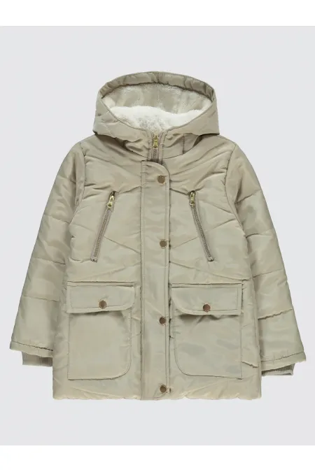 Kız Çocuk Mont 6-9 Yaş Ekru - Paket