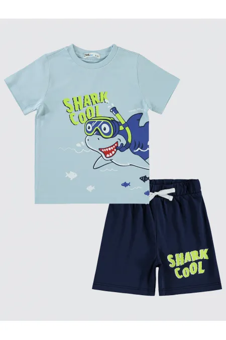 Erkek Çocuk Pijama Takımı 2-5 Yaş Buz Mavi - Paket