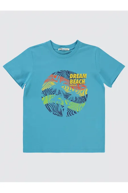 Boys T-Shirt 6-9 Years Turquoise - Package