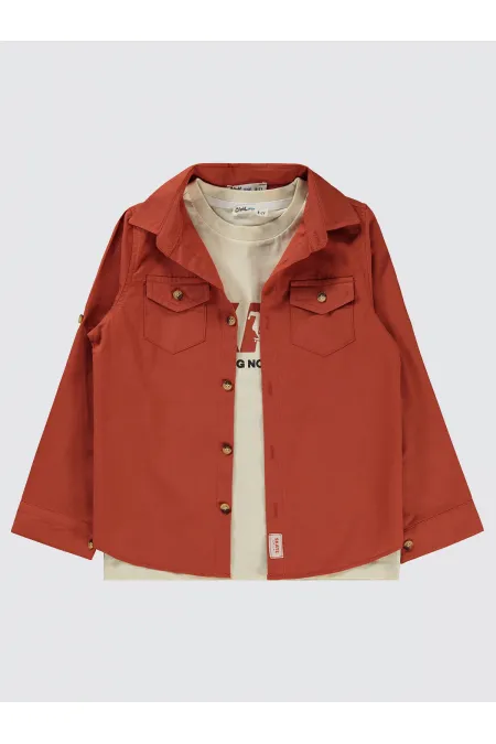 Chemise garçon 6-9 ans cuivre foncé - Lot