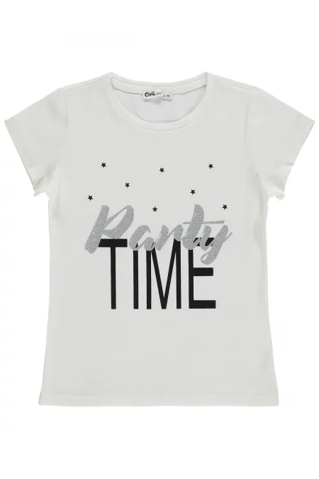 Kız Çocuk Tişört Km 6-9 Yaş Kırık Beyaz - Paket