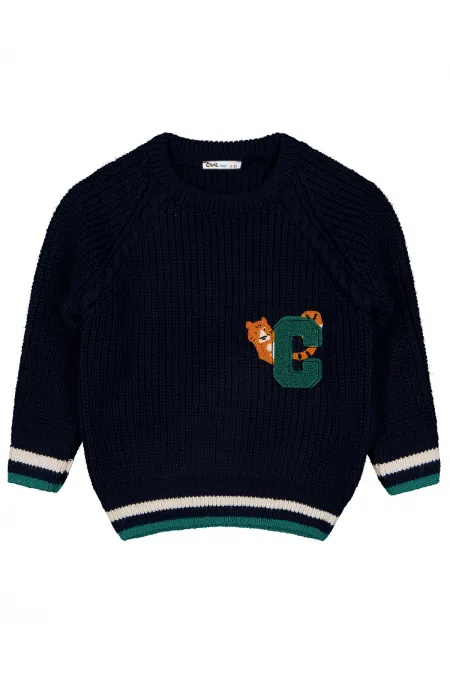 Pull bleu marine pour garçon de 2 à 5 ans - Emballage