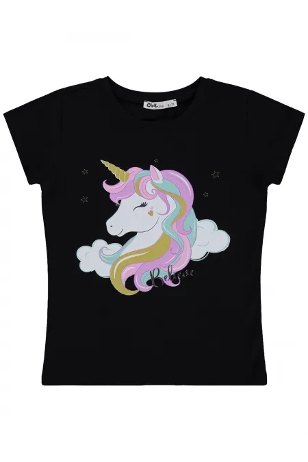 Girls' T-Shirt Km 6-9 Years Black - Pack