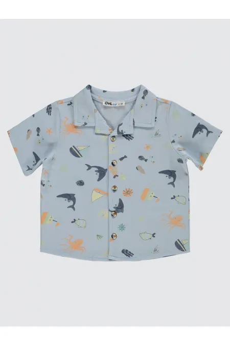 Erkek Çocuk Gömlek 2-5 Yaş Buz Mavi - Paket