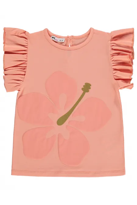 T-shirt fille, 6-9 ans, saumon - Lot
