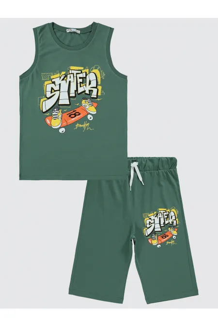 Erkek Çocuk Pijama Takımı 10-13 Yaş Koyu Haki - Paket