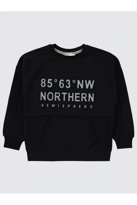 Erkek Çocuk Sweatshirt 6-9 Yaş Siyah - Paket