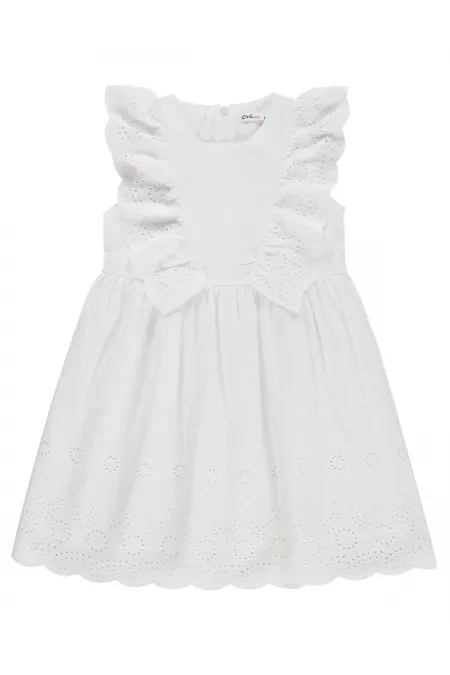 Kız Çocuk Jile ve Elbise 6-9 Yaş Kırık Beyaz - Paket