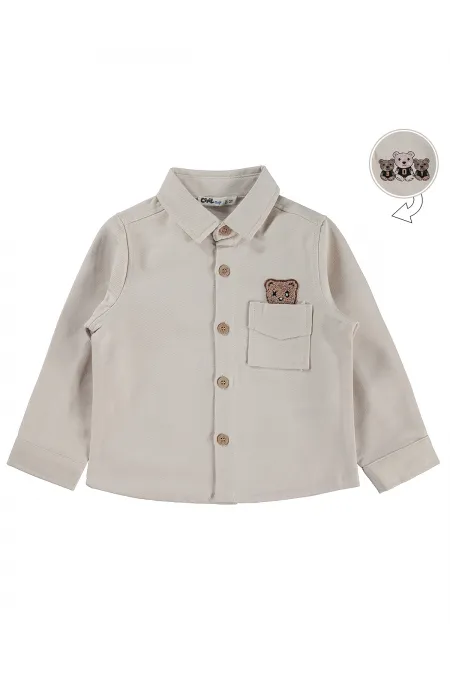 Boys' Shirt, Ages 2-5, Dark Stone Color - Package