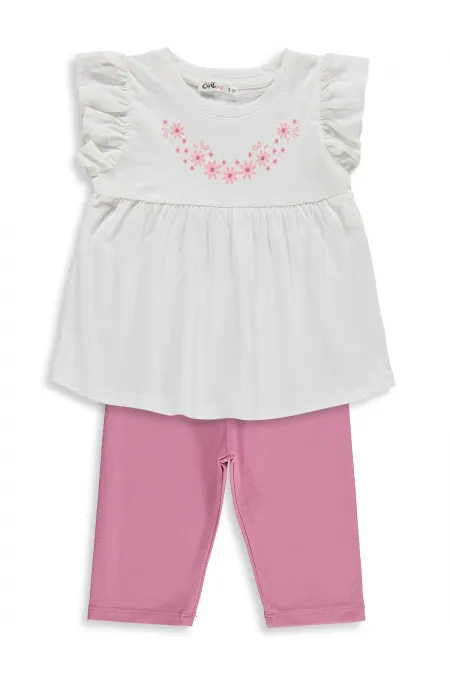 Kız Çocuk Takım 2-5 Yaş Ekru - Paket
