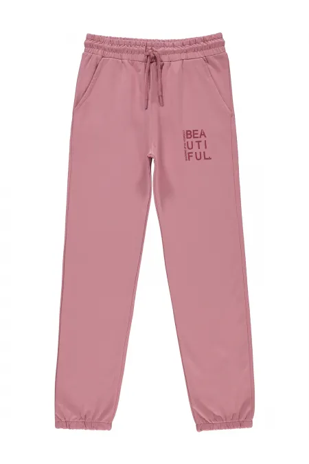 Girl's Tracksuit Bottoms 10-13 Years Old Dusty Rose - Package