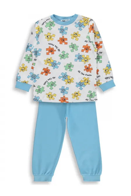 Erkek Çocuk Pijama Takımı 2-5 Yaş Turkuaz - Paket