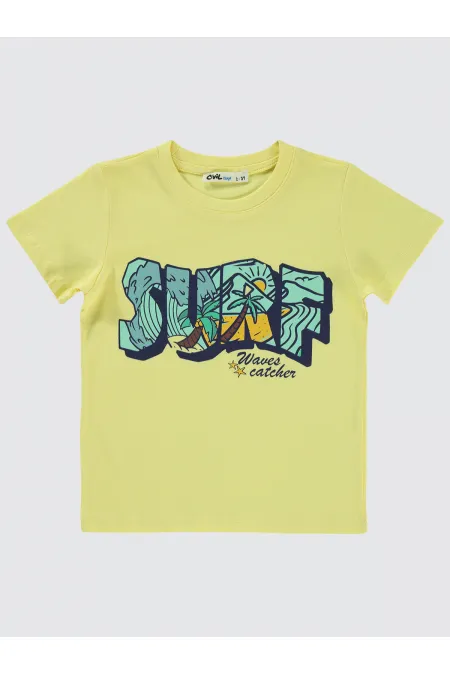 T-shirt garçon jaune clair 2-5 ans - Emballage