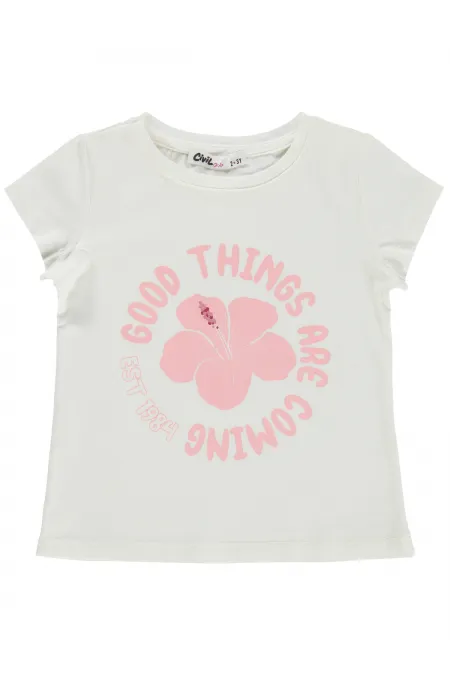 T-shirt fille Km 2-5 ans Blanc cassé - Emballage