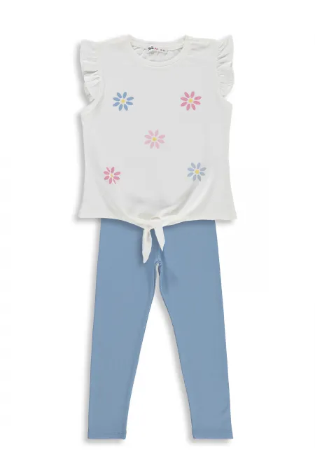 Kız Çocuk Takım 6-9 Yaş Kırık Beyaz-Açık İndigo - Paket