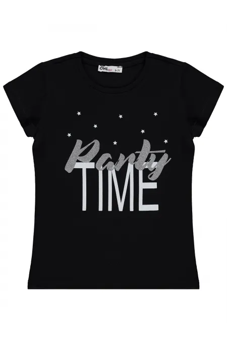 Kız Çocuk Tişört Km 6-9 Yaş Siyah - Paket