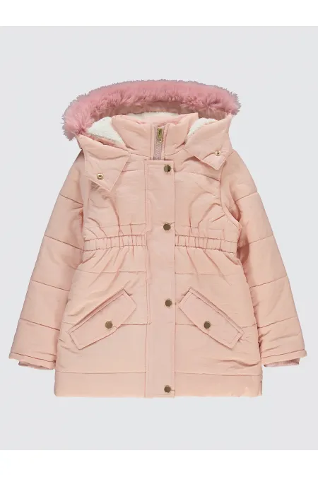 Kız Çocuk Mont 6-9 Yaş Pudra - Paket