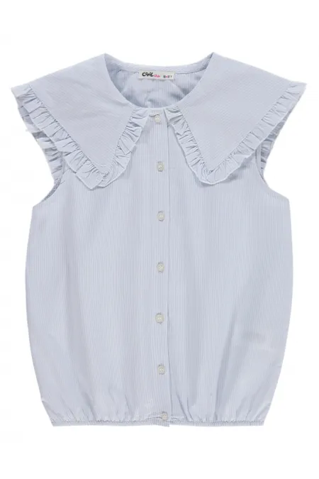 T-shirt fille, 10-13 ans, bleu ciel - Lot