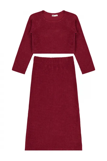 Girls' Suit 10-13 Years Old Dark Burgundy - Package