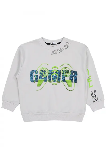 Erkek Çocuk Sweatshirt 6-9 Yaş Açık Gri - Paket
