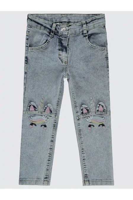 Kız Çocuk Pantolon 2-5 Yaş Buz Mavi - Paket