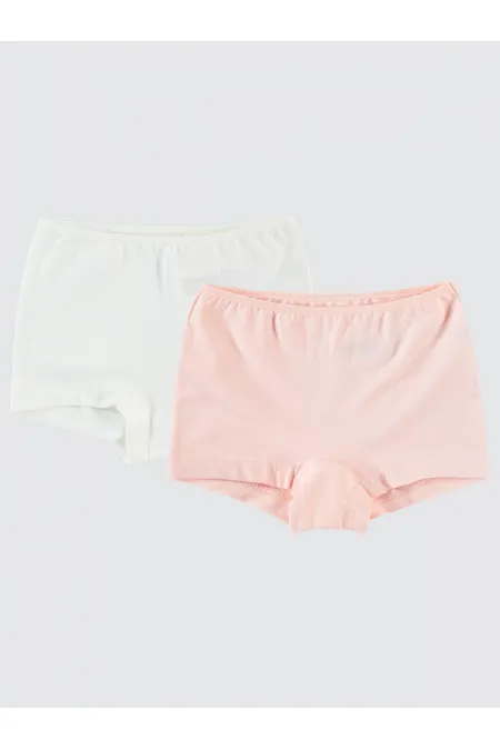 Kız Çocuk Boxer 2-9 Yaş Ekru-Somon - Paket