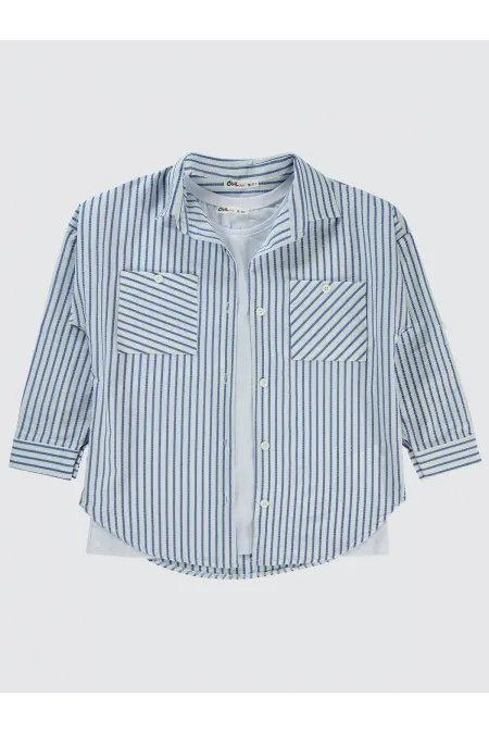 Kız Çocuk Gömlek 10-13 Yaş Mavi - Paket