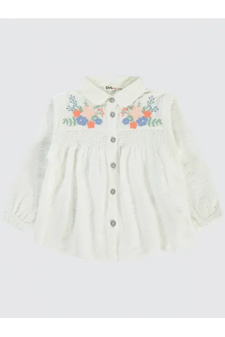 Kız Çocuk Gömlek 2-5 Yaş Ekru - Paket