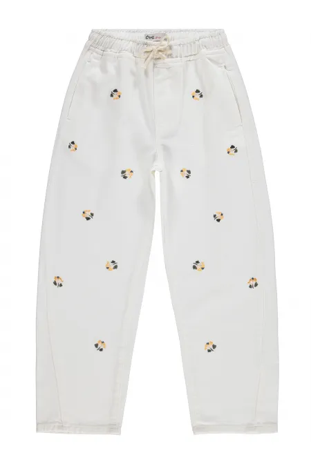 Kız Çocuk Pantolon 10-13 Yaş Kırık Beyaz - Paket