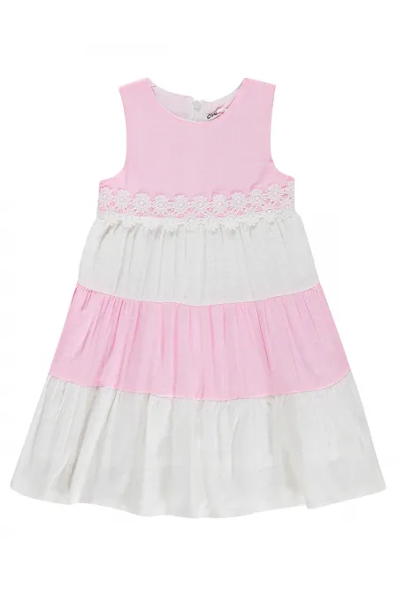 Kız Çocuk Jile ve Elbise 6-9 Yaş Pembe-Beyaz - Paket