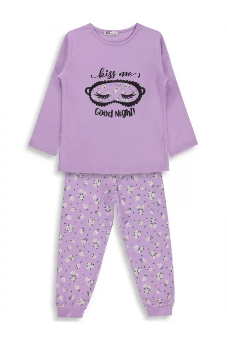 Ensemble pyjama fille, 6-9 ans, lilas - Emballage