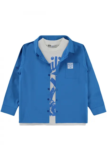Ensemble chemise garçon 6-9 ans turquoise foncé - Emballage