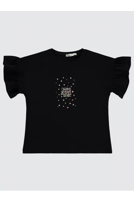 Girls T-Shirt 6-9 Years Old Black - Pack