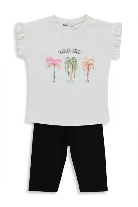 Kız Çocuk Takım 2-5 Yaş Ekru-Siyah - Paket