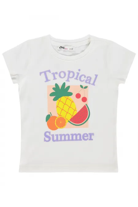 T-shirt fille Km 2-5 ans Blanc cassé - Emballage