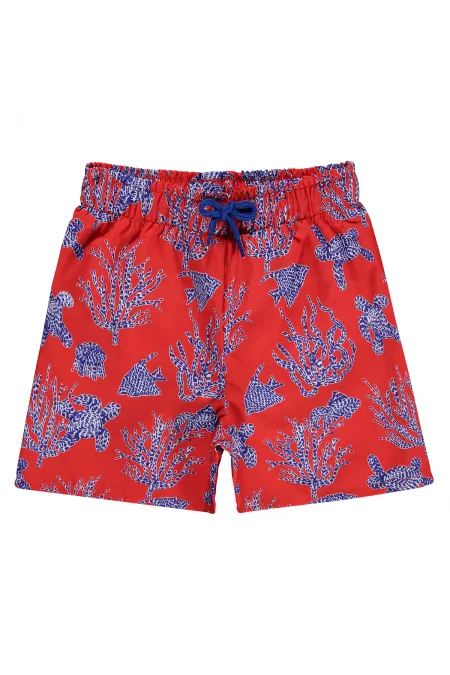 Erkek Çocuk Deniz Şort 10-13 Yaş Koyu Turuncu - Paket