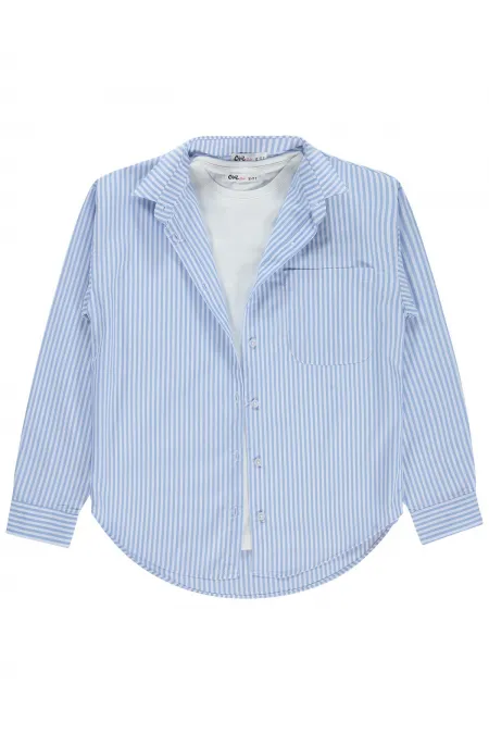 T-shirt pour fille, 10-13 ans, bleu - Lot