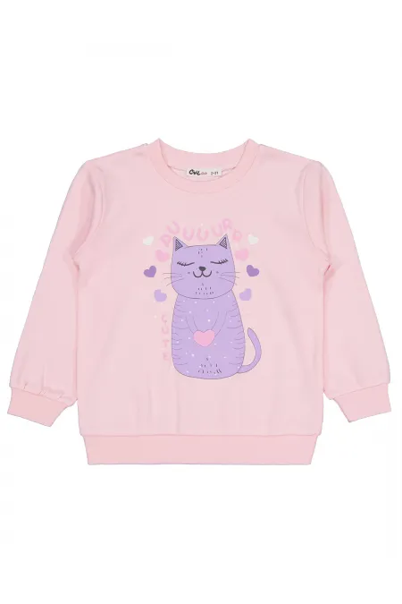Kız Çocuk Sweatshirt Km 2-5 Yaş Pembe - Paket