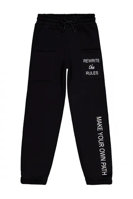 Bas de survêtement noir pour filles de 10 à 13 ans - Lot