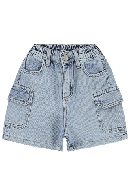 Kız Çocuk Şort 6-9 Yaş Mavi - Paket