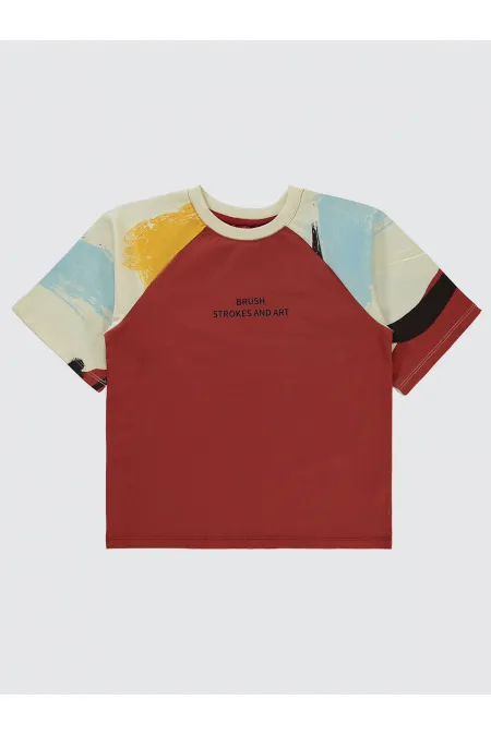 T-shirt garçon 6-9 ans, cuivre foncé - Lot