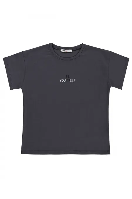 Kız Çocuk Tişört 6-9 Yaş Antrasit - Paket