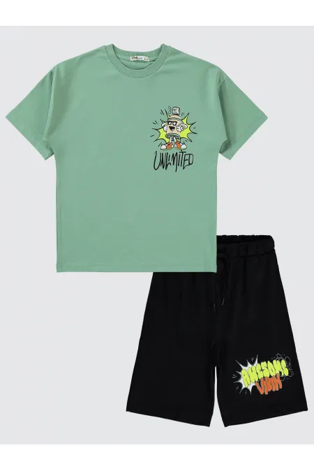 Erkek Çocuk Pijama Takımı 6-9 Yaş Soft Haki - Paket