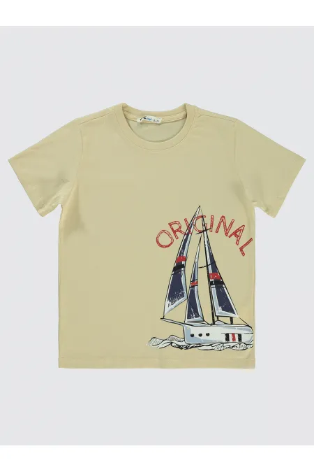 Boys T-Shirt 6-9 Years Old Stone Color - Pack